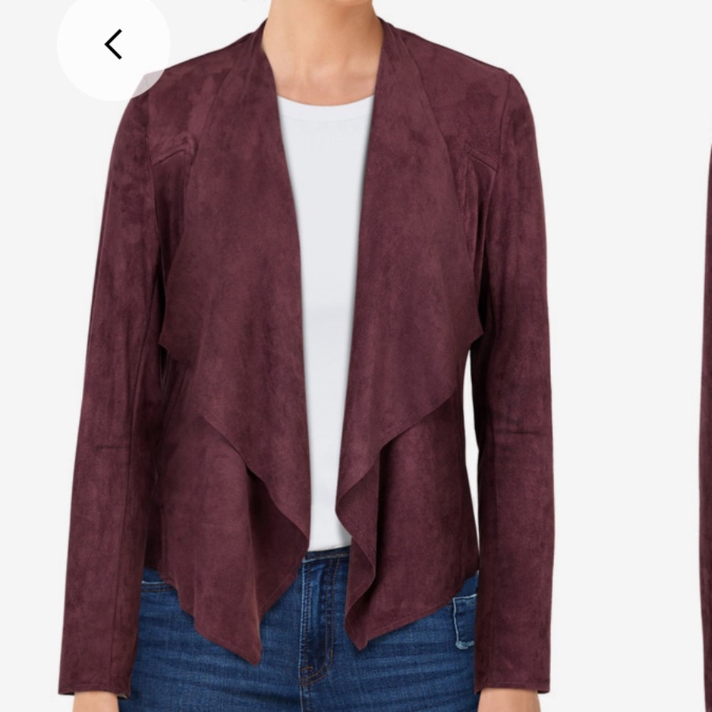 Faux Suede Drape Front Jacket